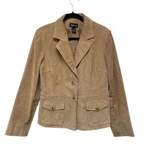 Women’s Large Style & Co Suede Leather Jacket Button Down Pockets